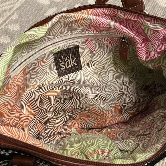 The Sak woven tote purse black white striped leather - Picture 5 of 12